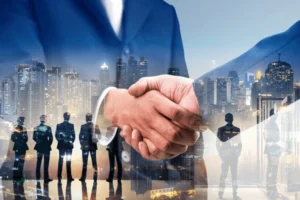 double exposure business handshake successful 600nw 2476787585
